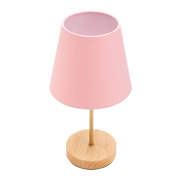 Pauleen Woody Rose Tafellamp - hout/roze