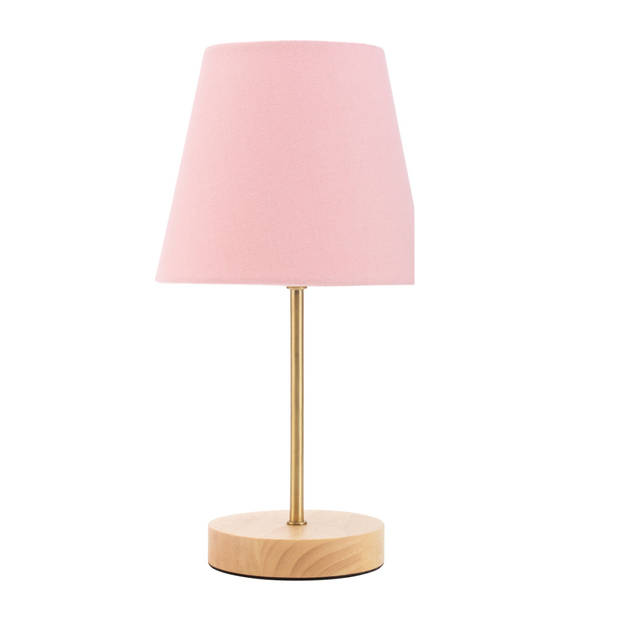 Pauleen Woody Rose Tafellamp - hout/roze