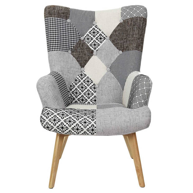 Comfortabel Patchwork Fauteuil met Armleuning Helsinki grijs