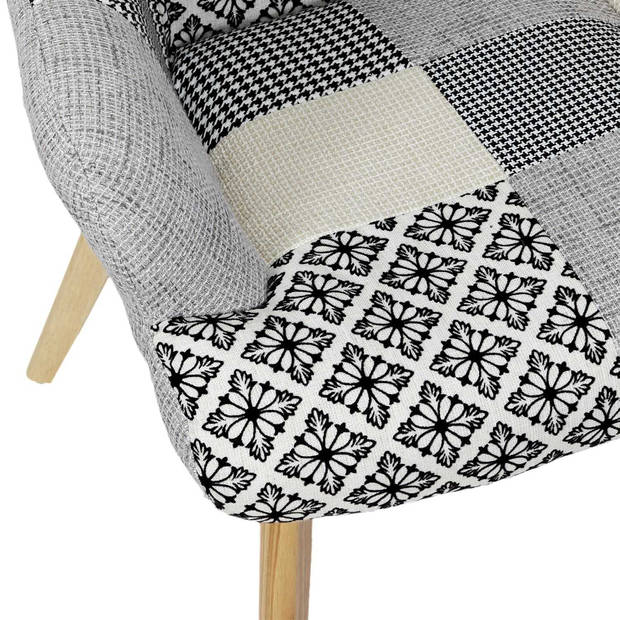 Comfortabel Patchwork Fauteuil met Armleuning Helsinki grijs