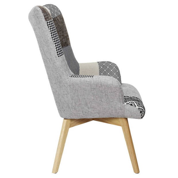 Comfortabel Patchwork Fauteuil met Armleuning Helsinki grijs