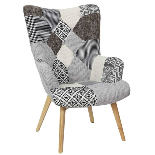 Comfortabel Patchwork Fauteuil met Armleuning Helsinki grijs