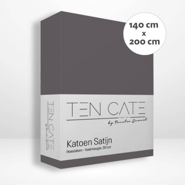 Ten Cate Katoensatijnen Hoeslaken - 140x200 - Antraciet