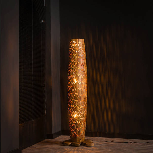 Giga Meubel - Vloerlamp Naturel Gerecycled Teakhout - 40x40x145cm