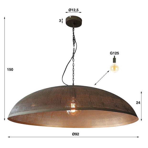 Giga Meubel - Hanglamp Metaal Brons - 92x92x150cm - 6kg