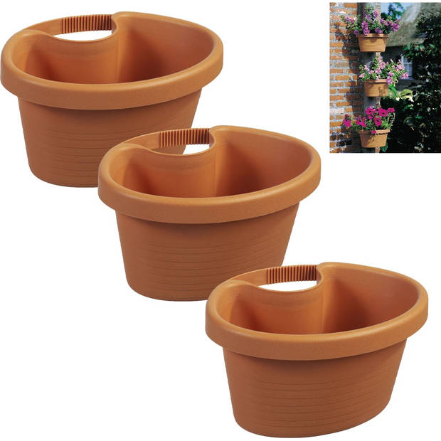 Bloempot voor Regenpijp - Set van 3 stuks - 27 x 23 x 14 cm - Teracotta