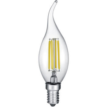 LED Lamp - Kaarslamp - Filament - Trion Kirza - 4W - E14 Fitting - Warm Wit 2700K - Dimbaar - Transparent Helder - Glas