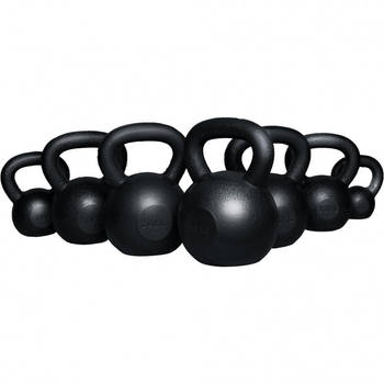 Gorilla Sports Kettlebell set van 144 kg - Gietijzer - Zwart - 8 kettlebells - 4 tot 32 kg