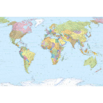 Fotobehang - World Map 368x248cm - Vliesbehang