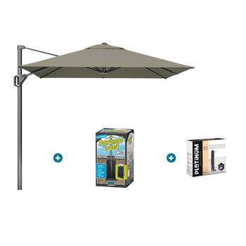 Platinum Voyager zweefparasol T1 2.5x2.5 m. - Taupe met ingraafvoet en hoes