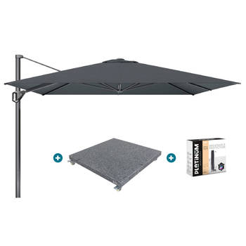 Platinum Challenger Telescope Zweefparasol premium - 3,5x3,5 - Faded Black met voet en hoes