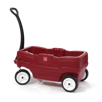 Blokker Step2 Neighborhood Wagon bolderwagen met 2 zitjes met gordels Kunststof bolderkar in rood met duwstang aanbieding