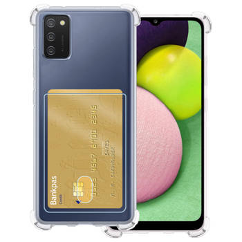 Basey Samsung Galaxy A02s Hoesje Siliconen Hoes Case Cover met Pasjeshouder - Transparant