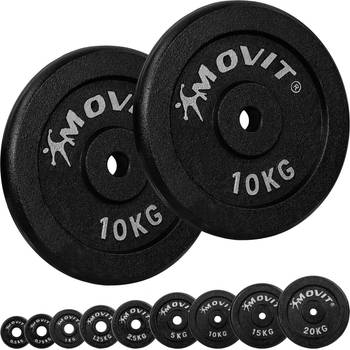 MOVIT® Halterschijven Set 20 kg - 2 x 10 kg - Gewichten - Gietijzer - Zwart - 30 mm