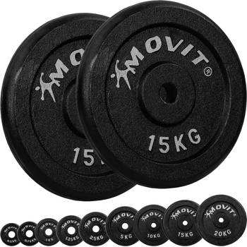 MOVIT® Halterschijven Set 30 kg - 2 x 15 kg - Gewichten - Gietijzer - Zwart - 30 mm
