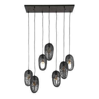 Giga Meubel - Hanglamp Metaal Zwart - 4+3-Lichts - 90x30x150cm