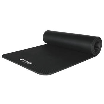 ForzaFit yoga mat met draagriem - Extra dik 12 mm - Zwart