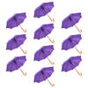 10x Powerful Automatic Umbrella - Purple - Wooden Stick and Handle - Polyester and Aluminum Construction - 89x98cm