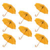 Reliable Automatic Umbrella - Set of 8 - Yellow - Wooden Stick and Handle - Polyester and Aluminum - 89x98cm