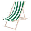 Strandstoel - Verstelbaar - Beukenhout - Hangemaakt - Groen/Wit
