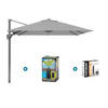 Platinum Voyager zweefparasol T2 2,7x2,7 - Grijs met ingraafvoet en hoes