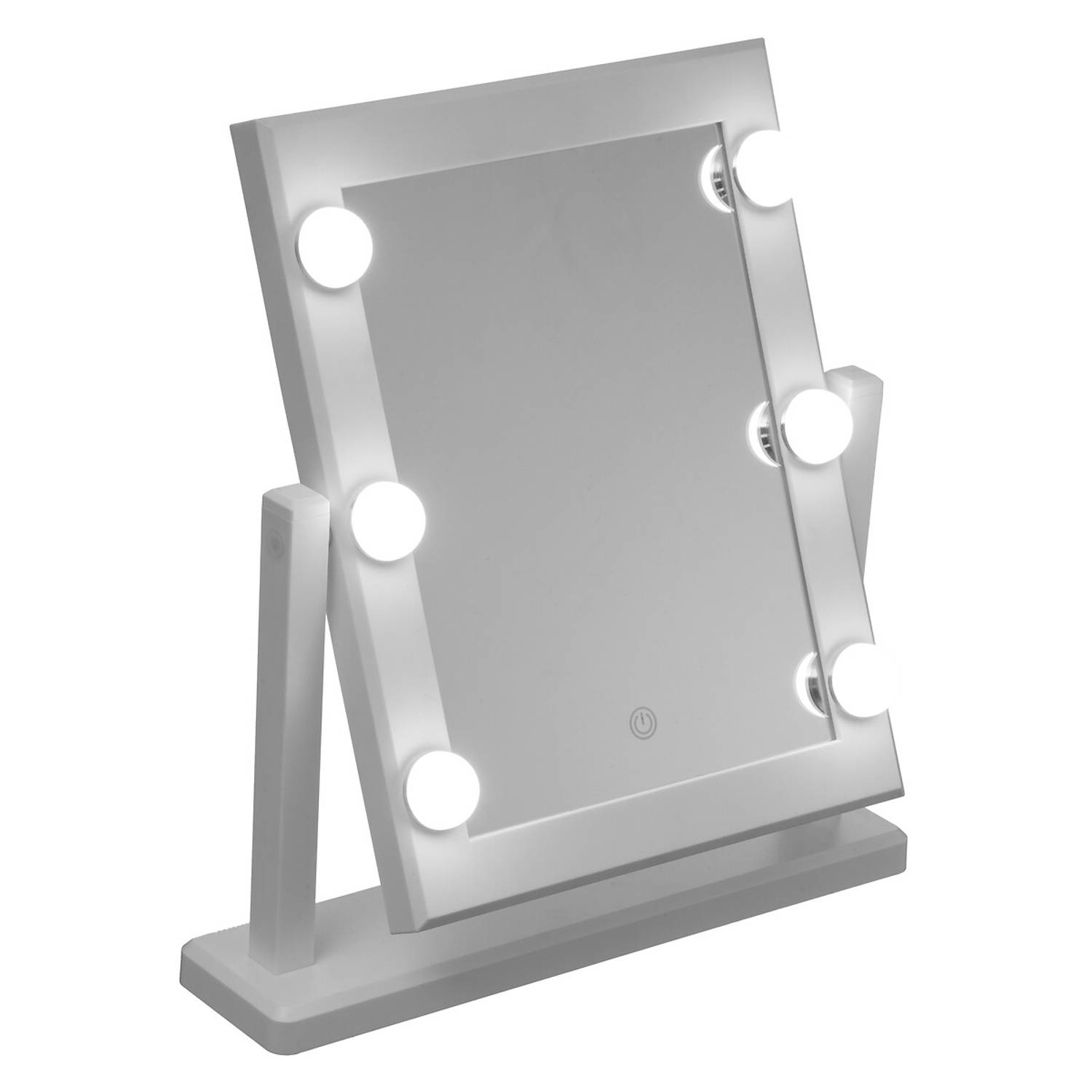 Make Up Spiegel Hollywood met Ledverlichting Dimbaar Wit-Warm Touch Schakelaar  L37 x H41 cm (Werkt 
