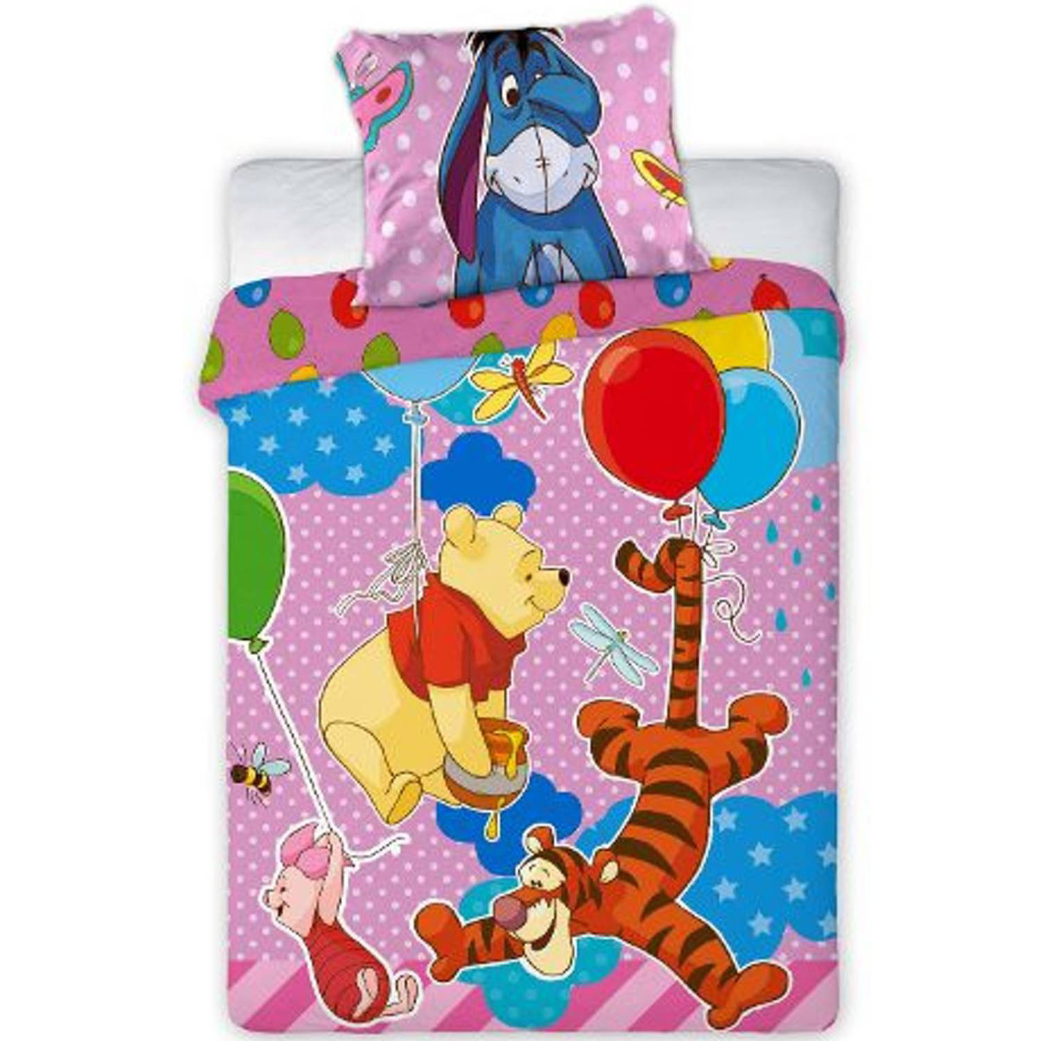 Disney Winnie the Pooh Party - BABY dekbedovertrek - 100 x 135 cm - Roze