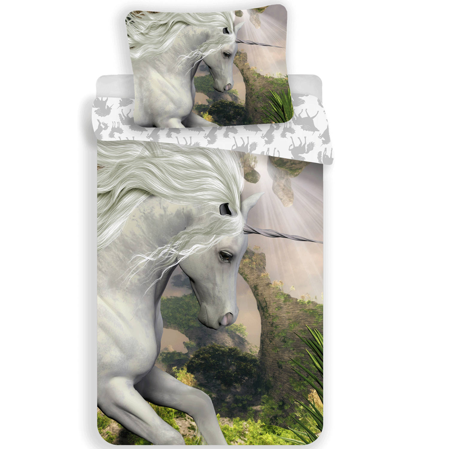 Unicorn Dekbedovertrek Mystical - Eenpersoons - 140 x 200 cm - Multi
