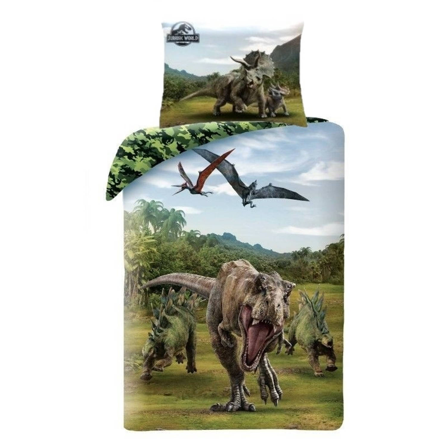 Jurassic World Dekbedovertrek Camo - Eenpersoons - 140 x 200 cm - Katoen