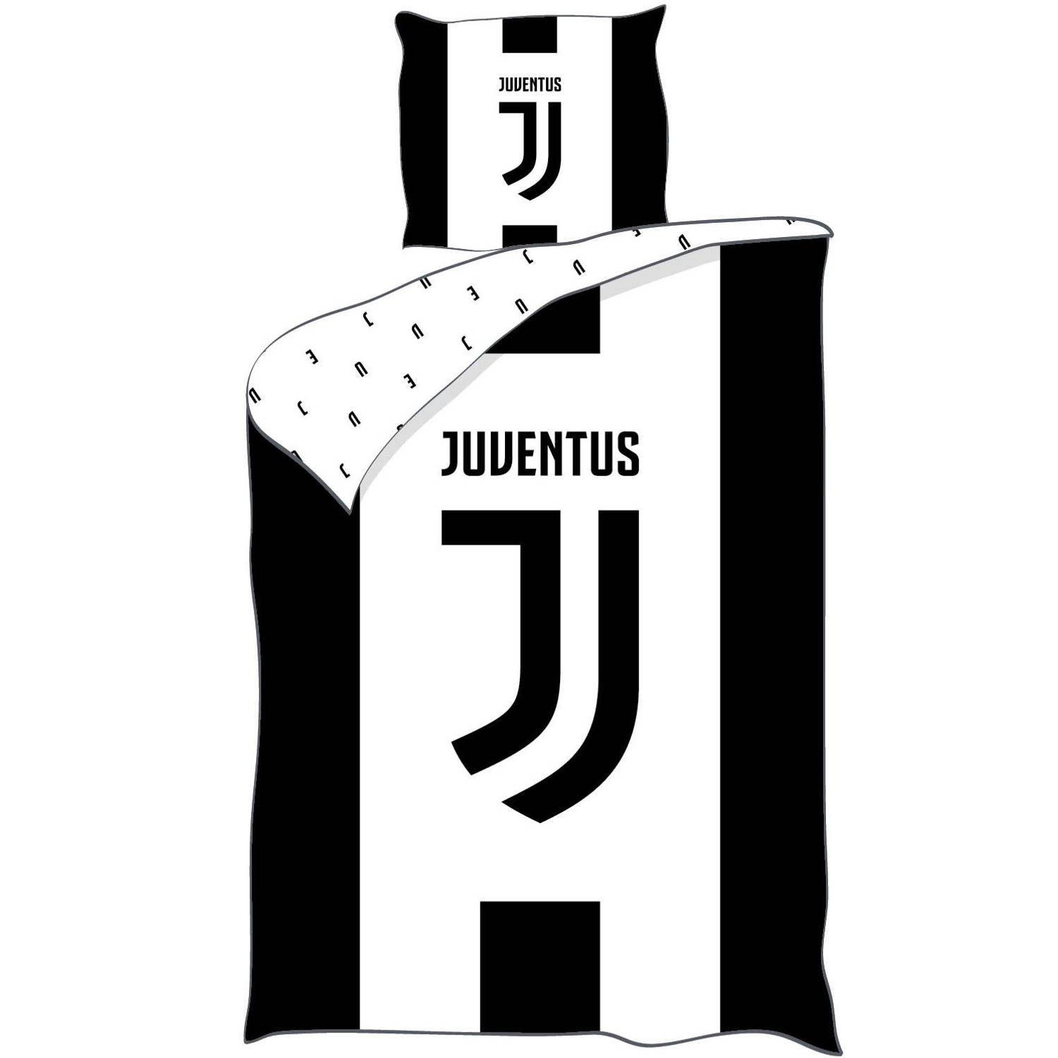 Juventus dekbedovertrek 140 x 200 cm katoen zwart-wit