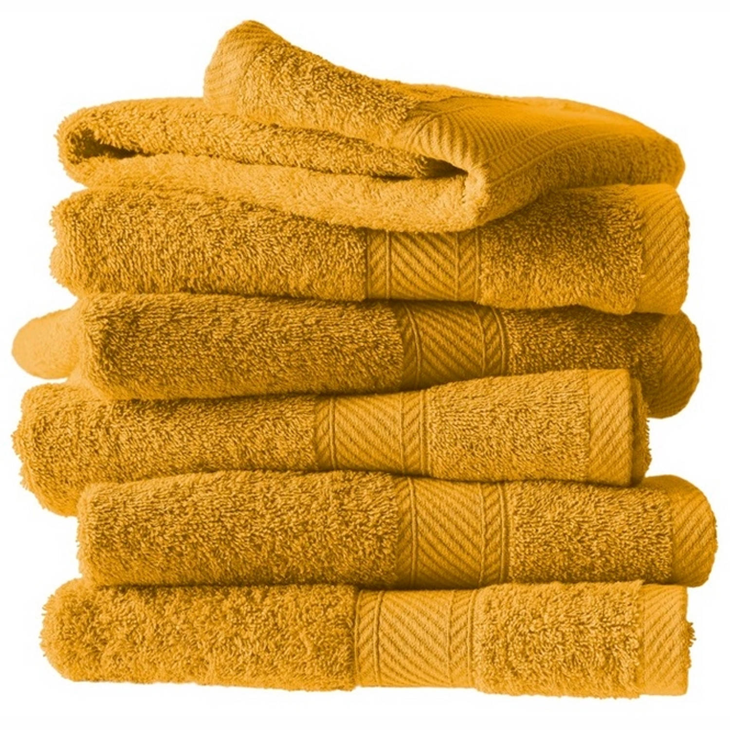 De Witte Lietaer Handdoeken Helene Golden Yellow 50 x 100 cm 6 stuks Katoen
