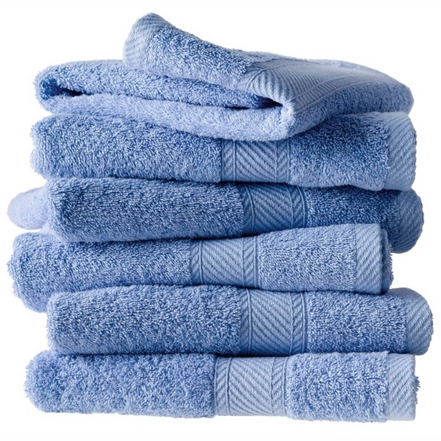 De Witte Lietaer Handdoeken Helene Sky Blue 50 x 100 cm 6 stuks Katoen