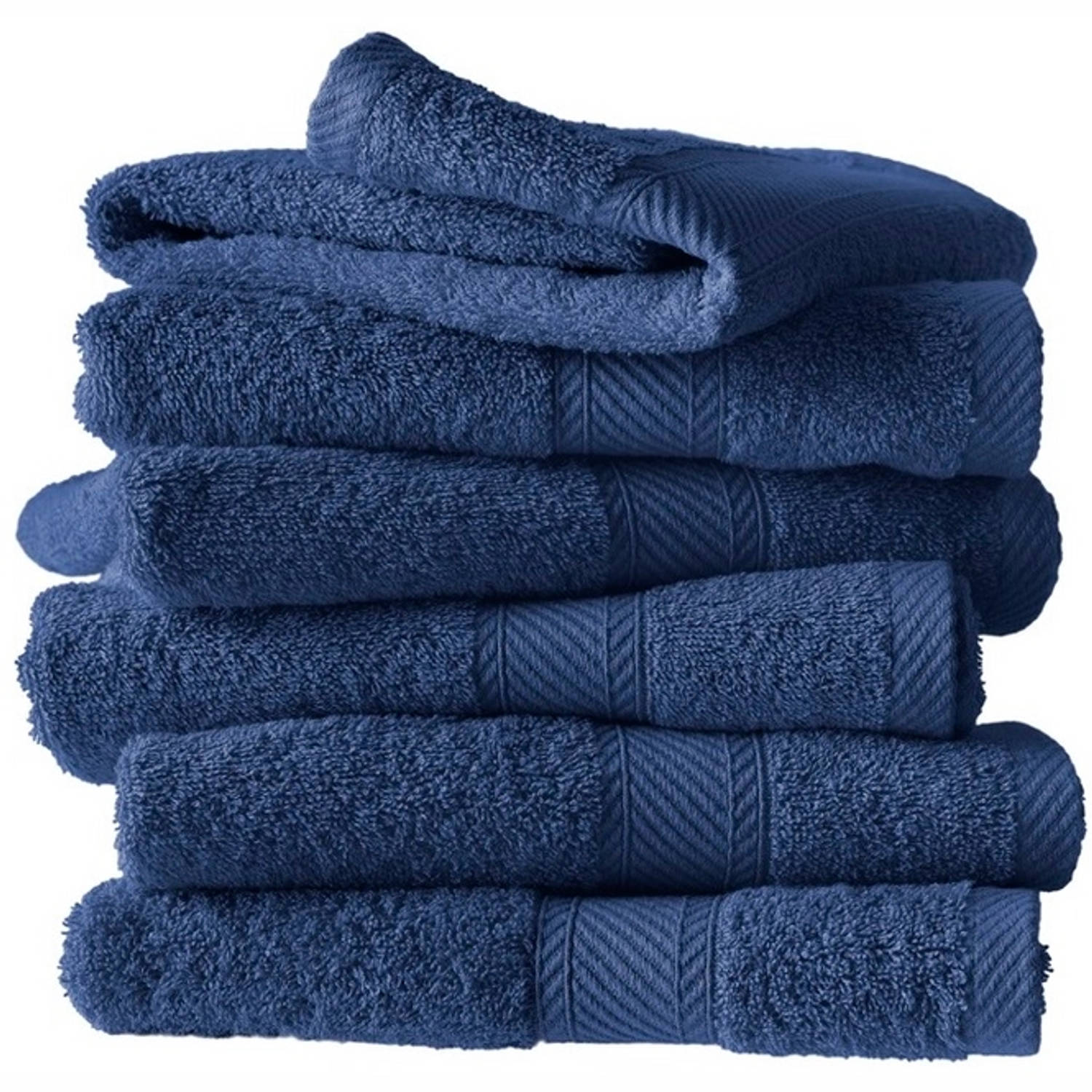 De Witte Lietaer Handdoeken Helene Blue Indigo 50 x 100 cm 6 stuks Katoen