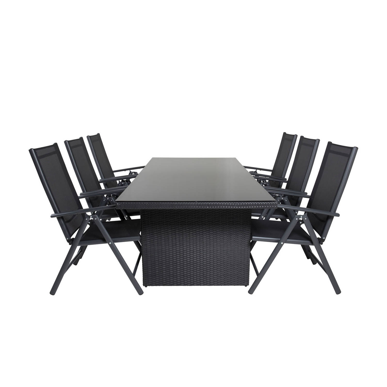 Padova tuinmeubelset tafel 100x200cm en 6 stoel Break zwart.