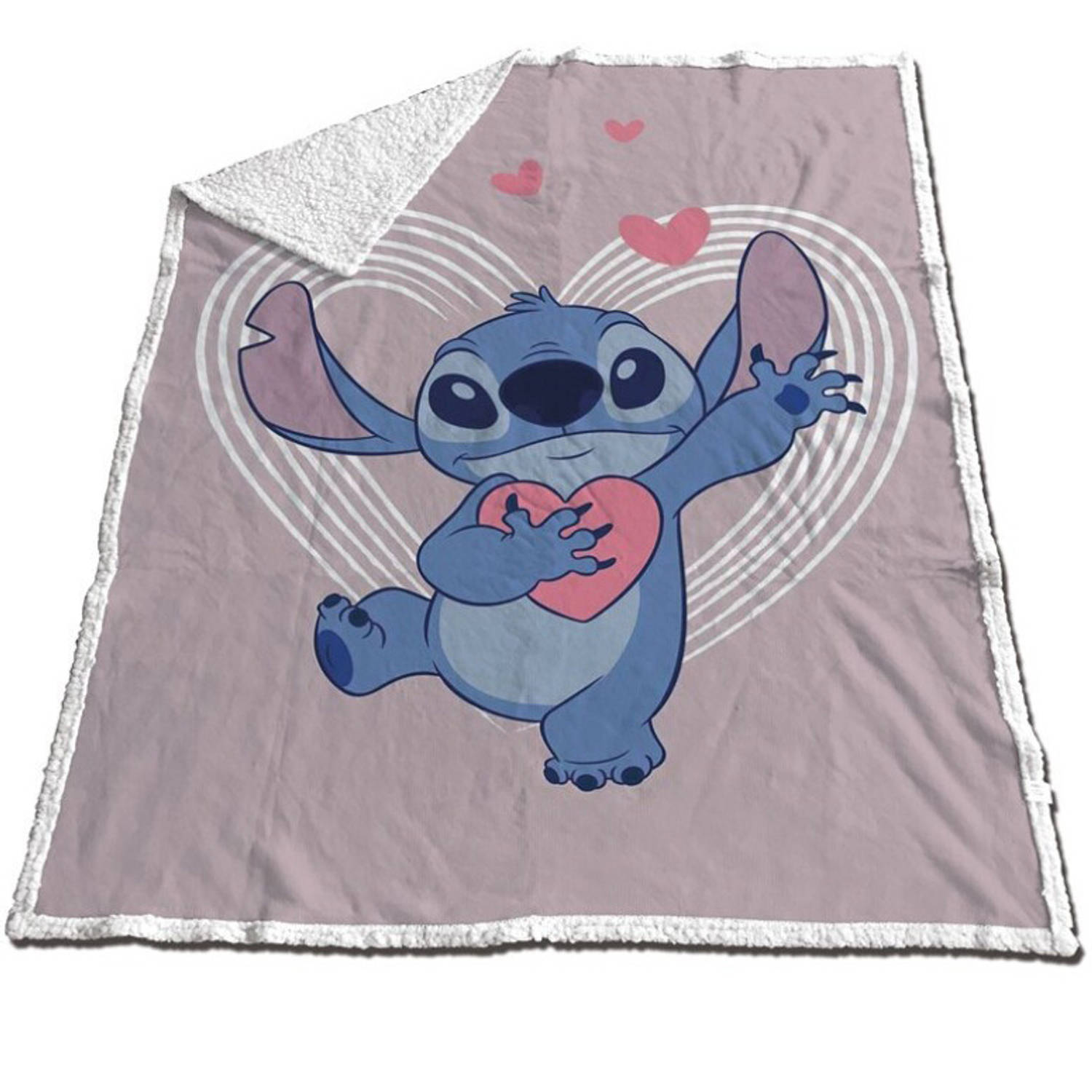 Disney Lilo & Stitch Sherpa Fleece Plaid, Hearts - 130 x 170 cm - Polyester
