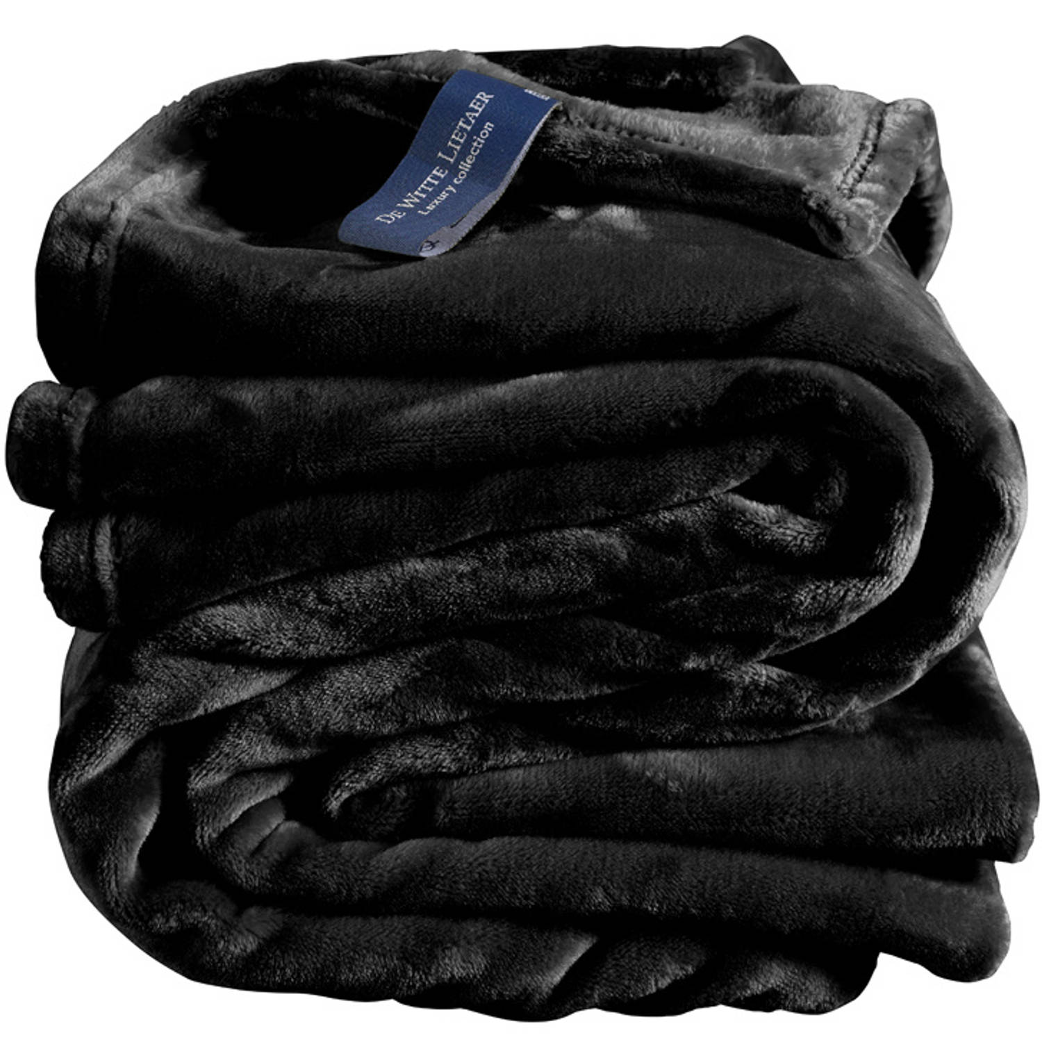 De Witte Lietaer Fleece deken Cosy Black 150 x 200 cm Zwart