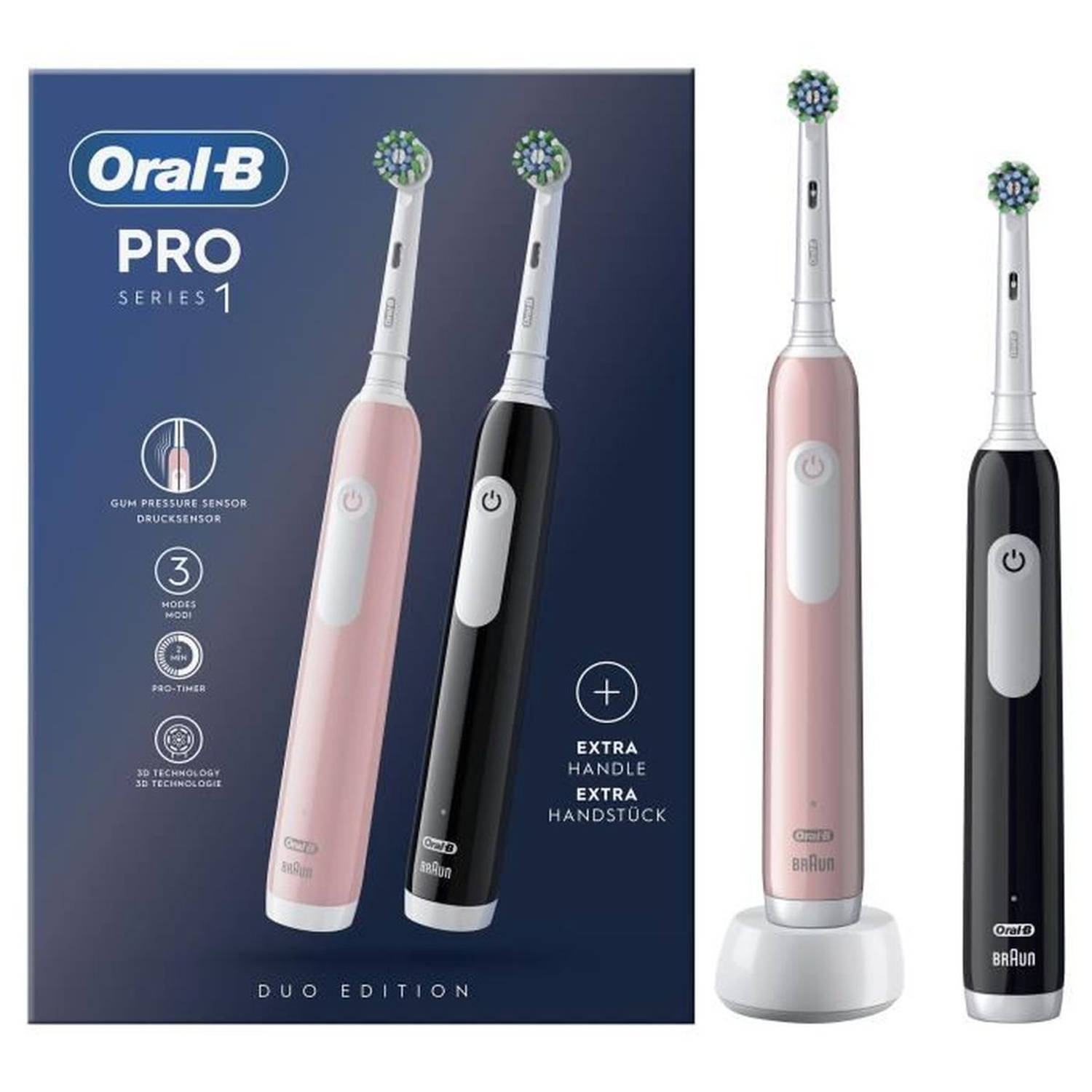 Oral B Elektrische tandenborstel PRO Series 1 set van 2 Druksensor