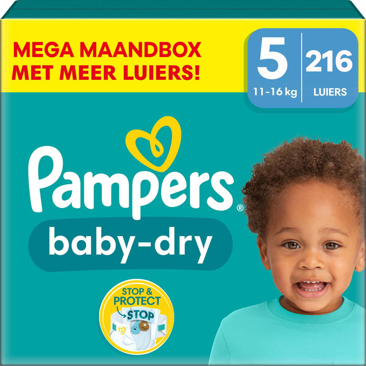 Pampers - Baby Dry - Maat 5 - Mega Maandbox - 216 stuks - 11/16 KG