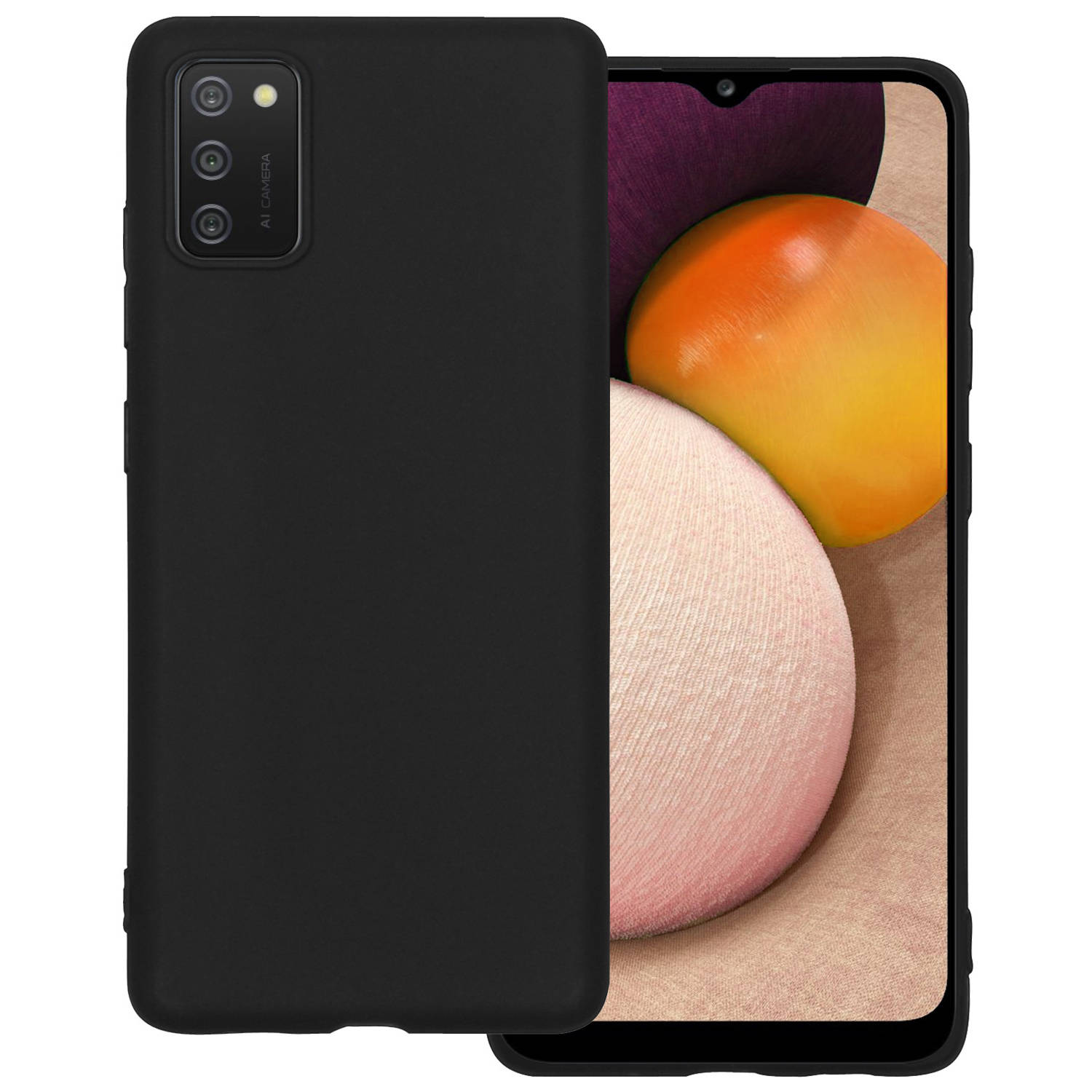 Samsung Galaxy A02s Hoesje Zwart Siliconen - Samsung Galaxy A02s Case Back Cover Zwart Silicone - Samsung Galaxy A02s Hoesje Siliconen Hoes Zwart