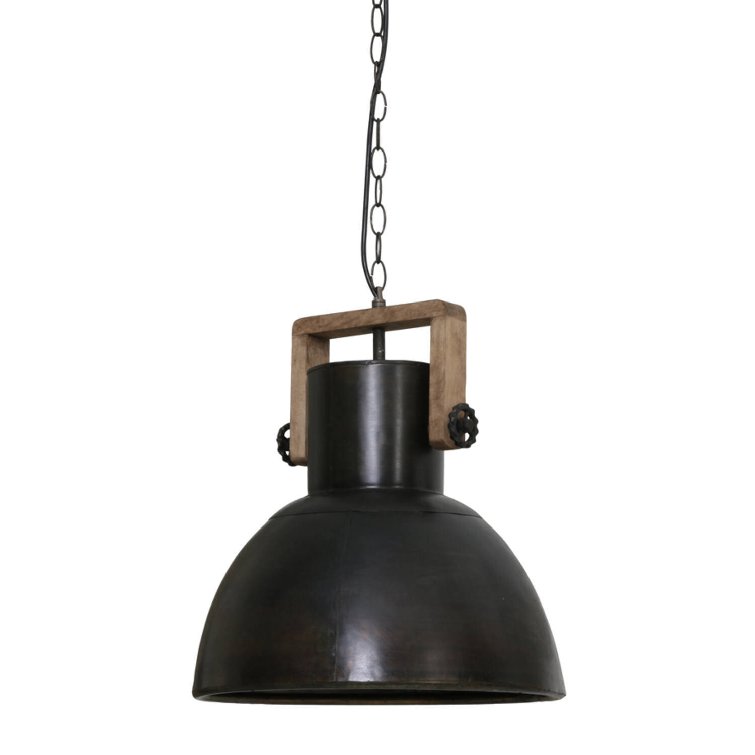 Hanglamp Ø40x45 cm SHELLY hout weather barn-zwart zink Light & Living