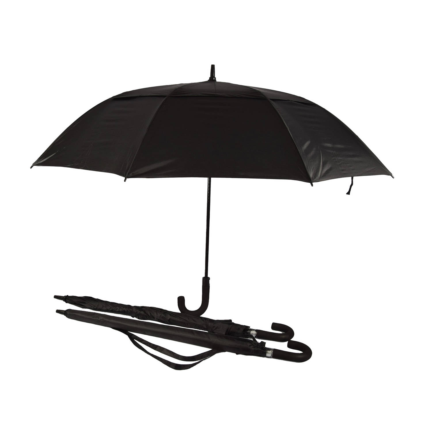 Discountershop Set van 3 Automatische Paraplu's - Opvouwbaar & Windproof - Zwart met Beschermhoes - 100cm Lengte - 130cm Diameter - Inclusief Paraplutas met Handgreep