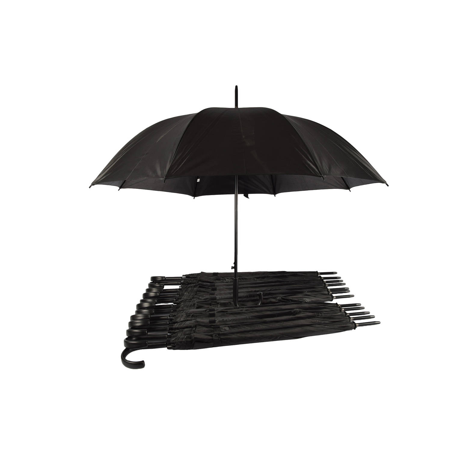 Discountershop Set van 13 Opvouwbare Zwarte Automatische Paraplu - Polyester/Aluminium - Ideaal voor Evenementen, Zakelijk Gebruik en Outdoor Avonturen - Diameter 115cm