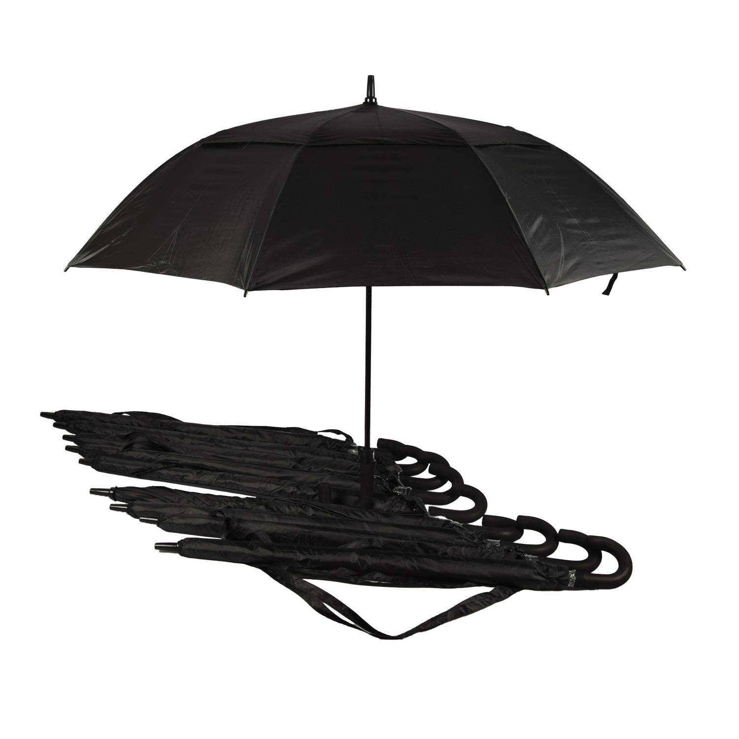 Discountershop Set van 10 Automatische Windproof Paraplu's - Opvouwbaar - Zwart - 130cm Diameter - Ideaal voor Event Planners en Mediabedrijven