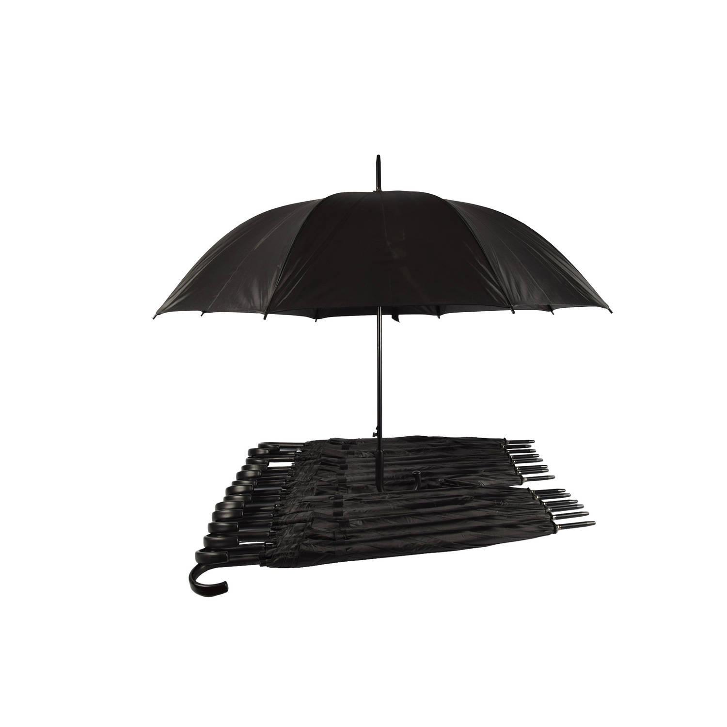 Discountershop Set van 15 Opvouwbare Zwarte Automatische Paraplu - Polyester/Aluminium - Ideaal voor Evenementen, Zakelijk Gebruik en Outdoor Avonturen - Diameter 115cm