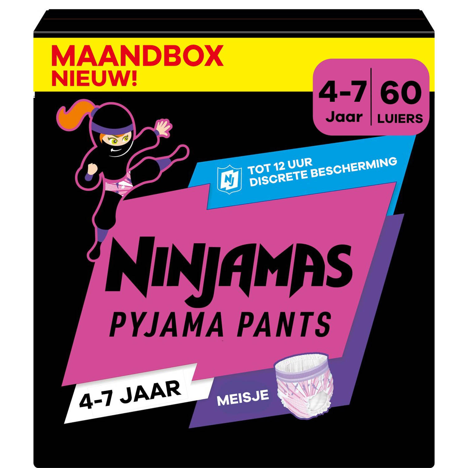 Pampers Ninjamas - Pyjama Pants Nacht - Meisje - 4/7 jaar - Maandbox - 60 luierbroekjes