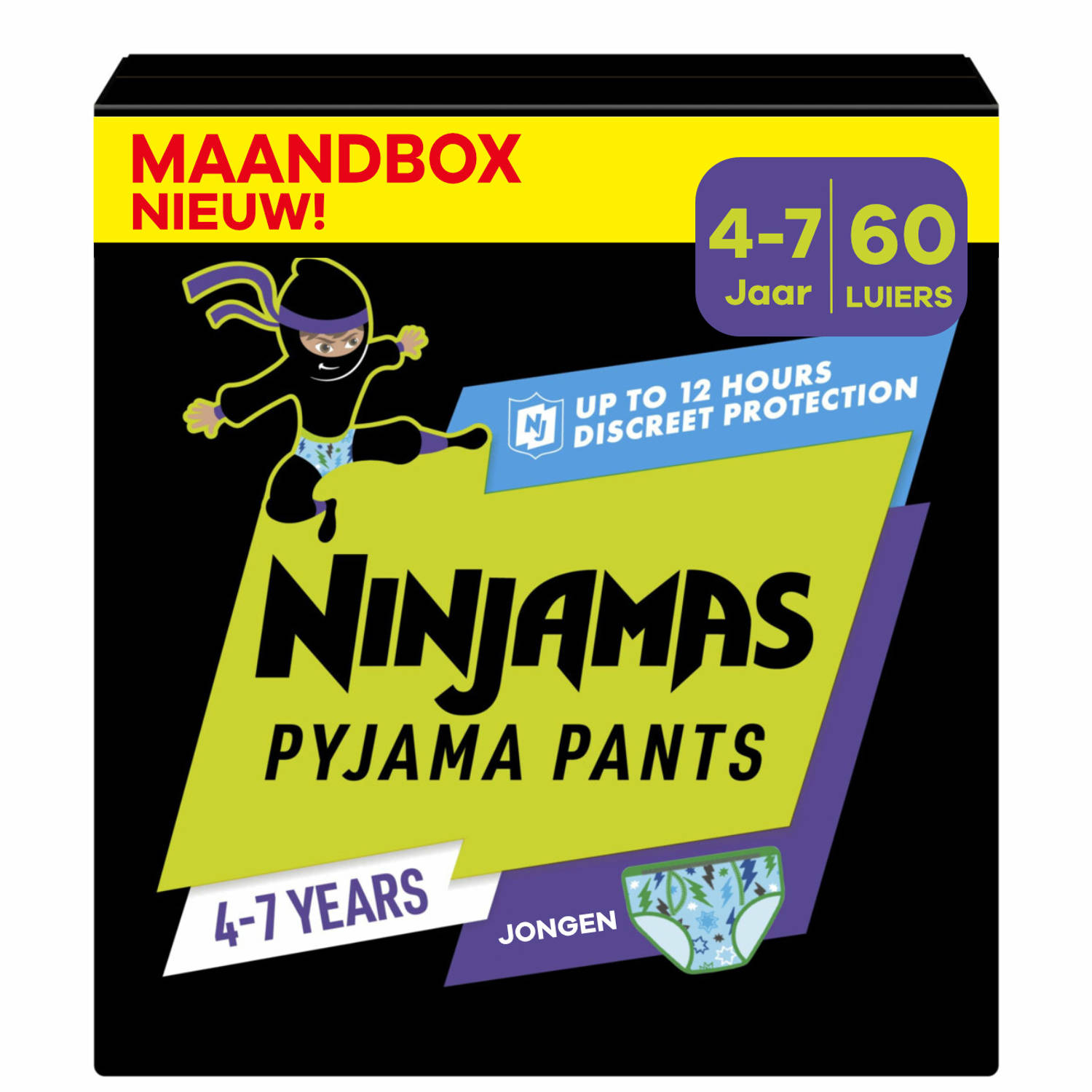 Pampers Ninjamas Pyjama Pants Nacht Jongen 4-7 jaar Maandbox 60 luierbroekjes