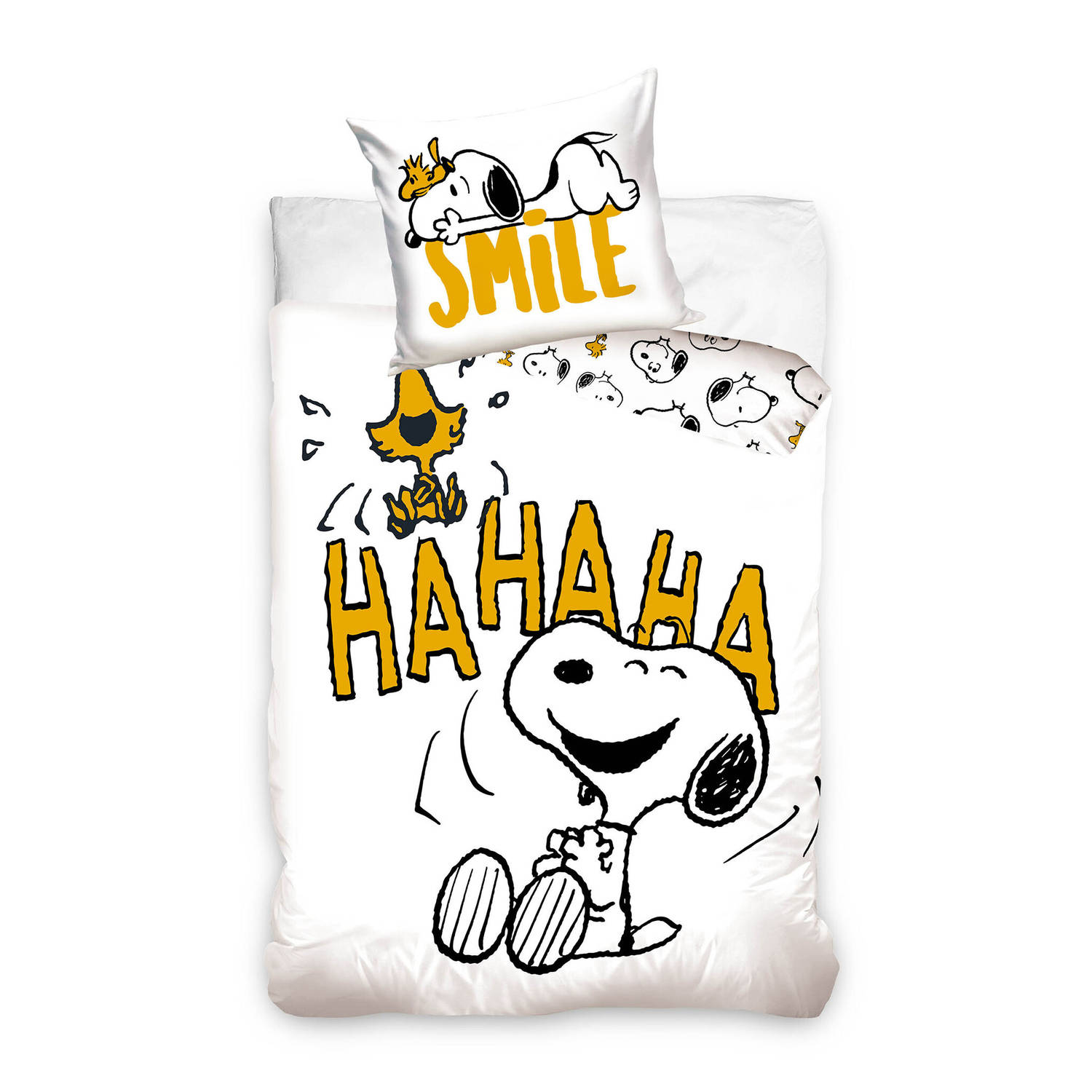 Snoopy Dekbedovertrek, Smile Eenpersoons 140 x 200 cm Katoen
