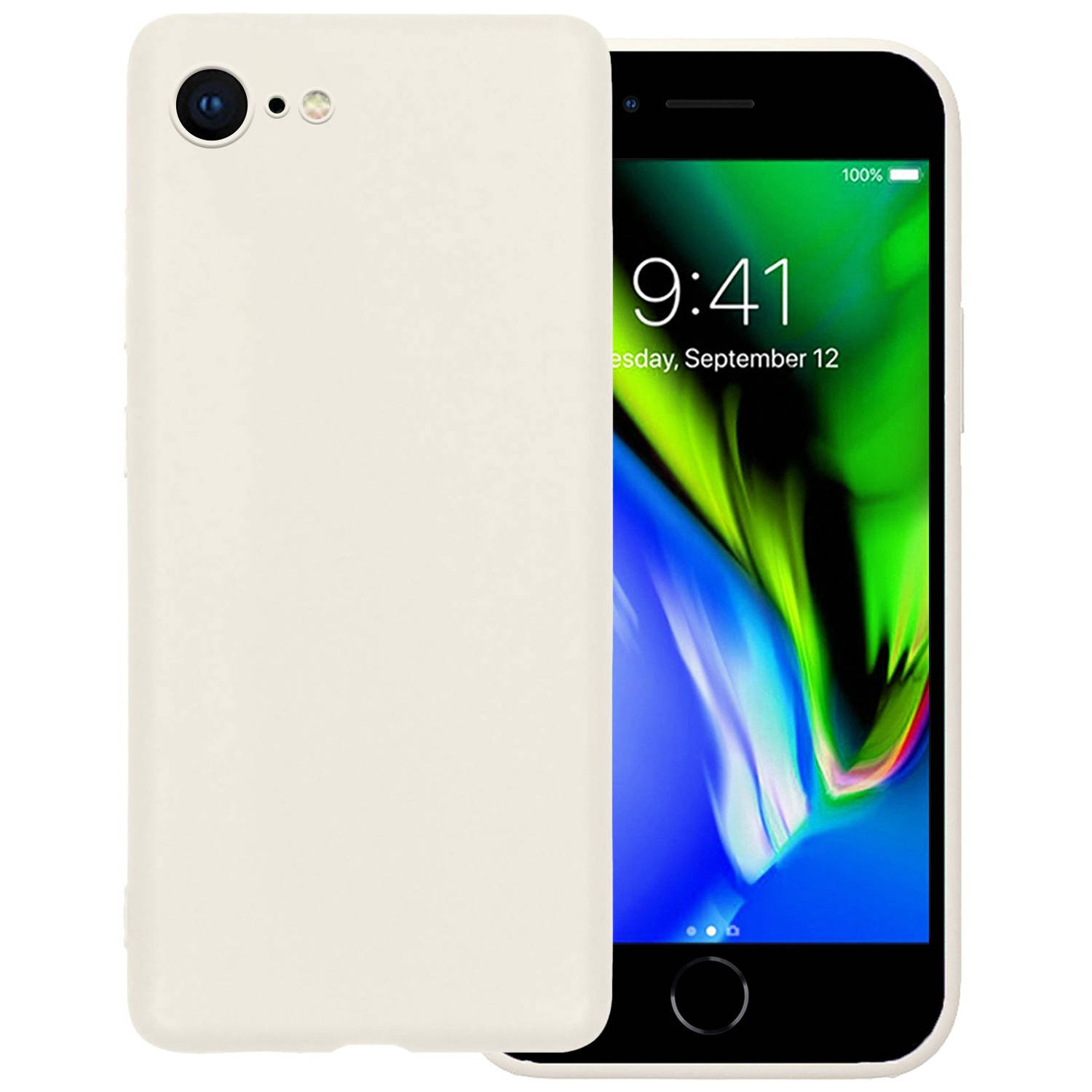 Hoes Geschikt voor iPhone 7 Hoesje Siliconen Back Cover Case - Hoesje Geschikt voor iPhone 7 Hoes Cover Hoesje - Wit