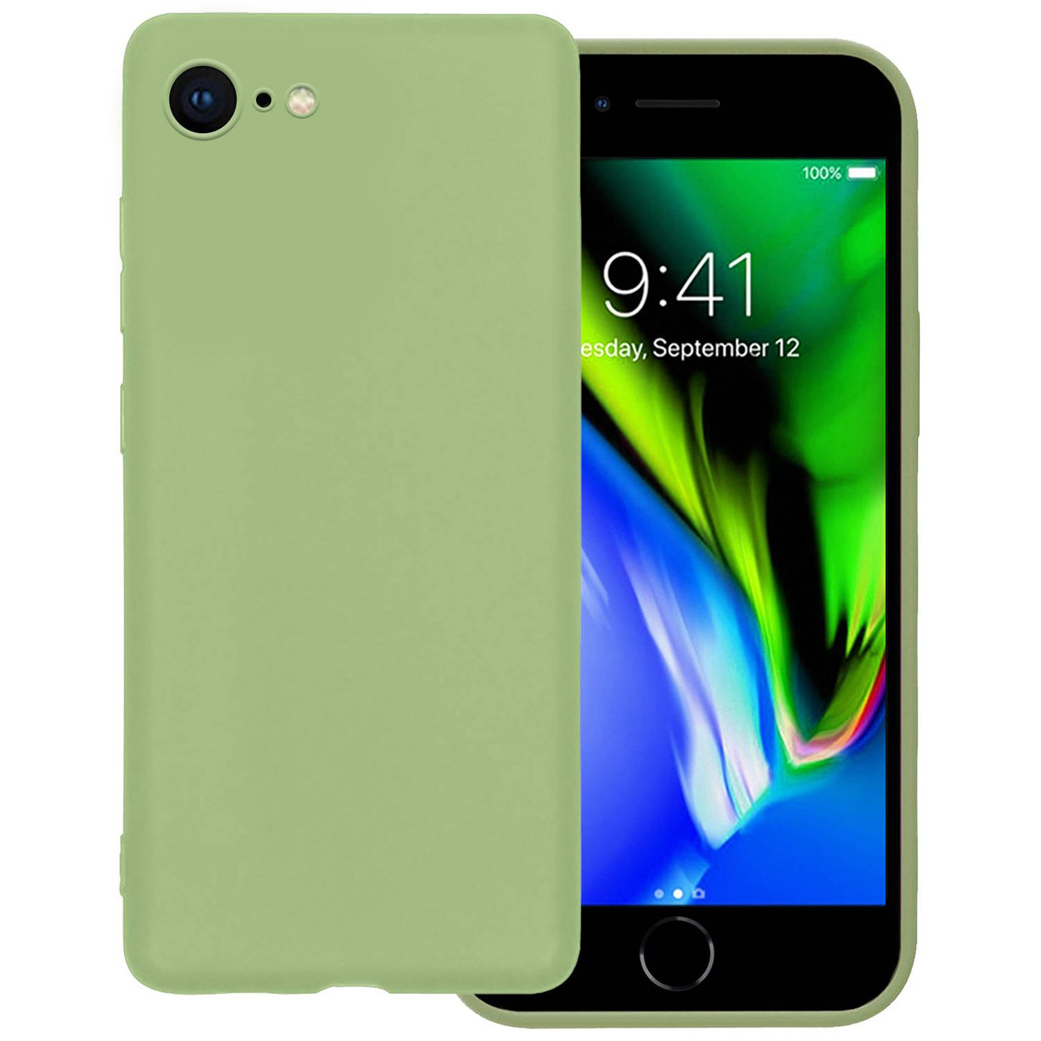 Hoes Geschikt voor iPhone 7 Hoesje Siliconen Back Cover Case - Hoesje Geschikt voor iPhone 7 Hoes Cover Hoesje - Groen