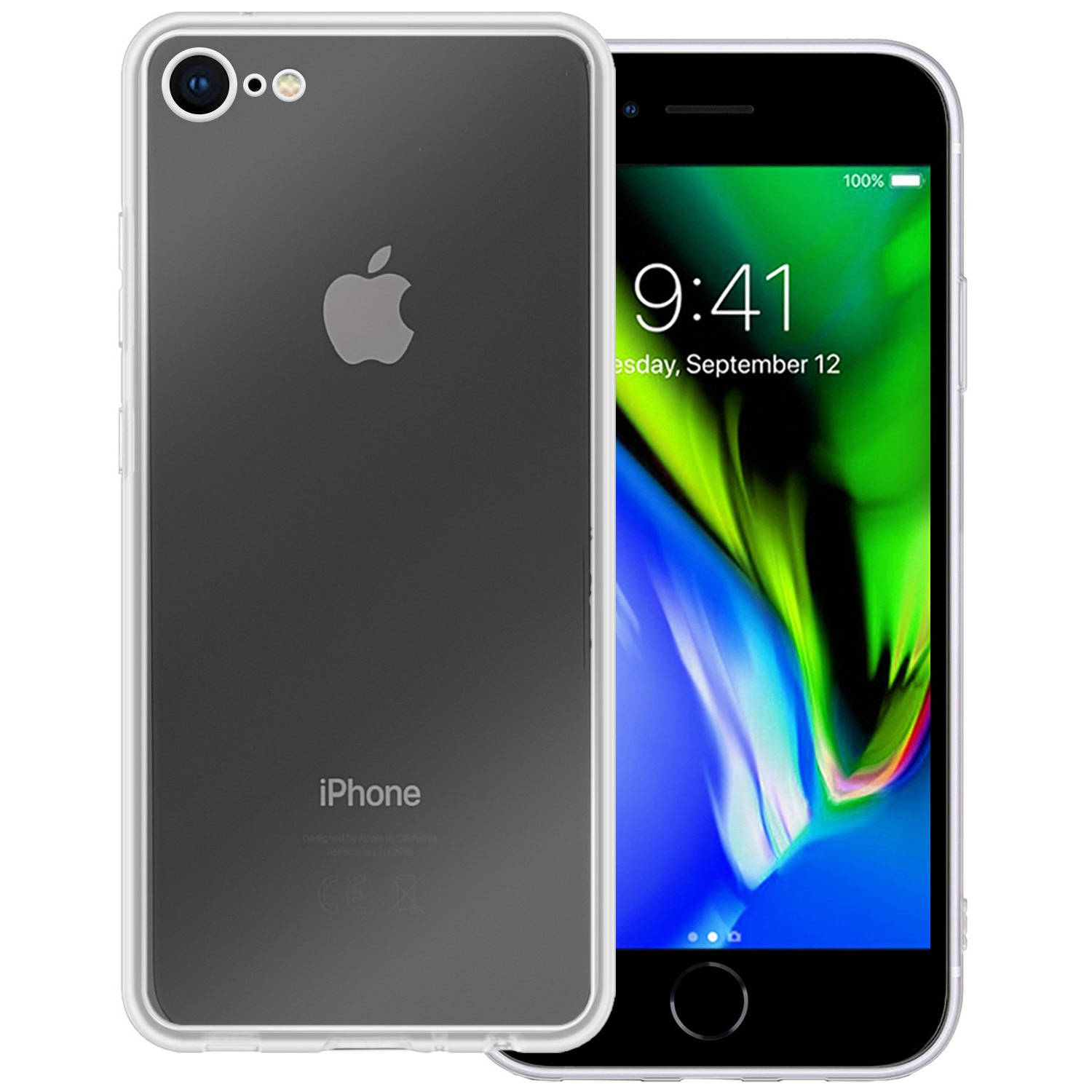 Hoes Geschikt voor iPhone 8 Hoesje Siliconen Back Cover Case - Hoesje Geschikt voor iPhone 8 Hoes Cover Hoesje - Transparant